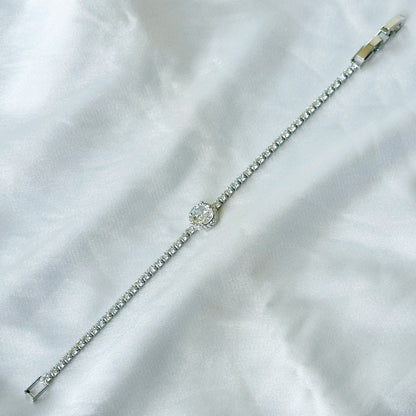 Solitaire Inspired CZ Silver-Plated Bracelet
