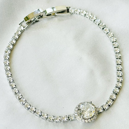 Solitaire Inspired CZ Silver-Plated Bracelet