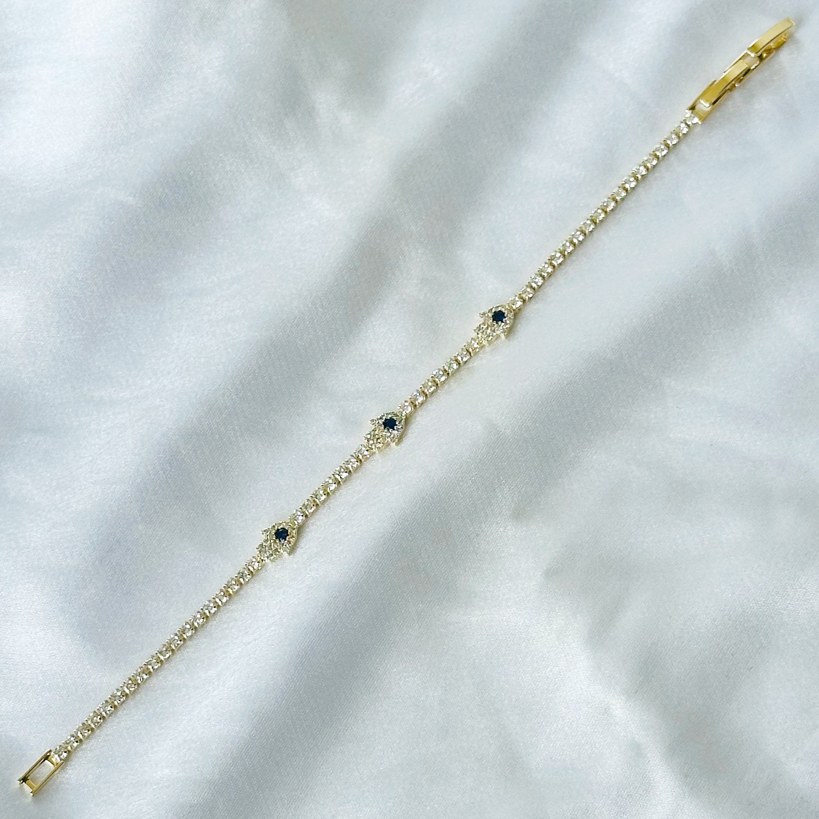 Evil Eye Sapphire Blue Inspired CZ Gold-Plated Bracelet