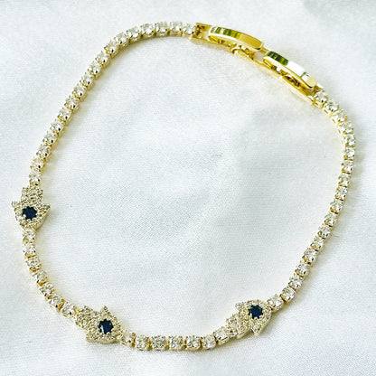 Evil Eye Blue American Diamond Gold Plated Bracelet