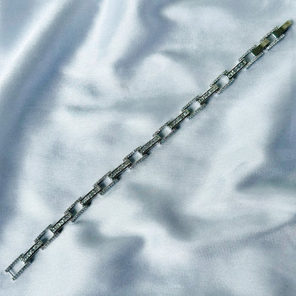 American Diamond Silver Plated Tennis Chain Bracelet
