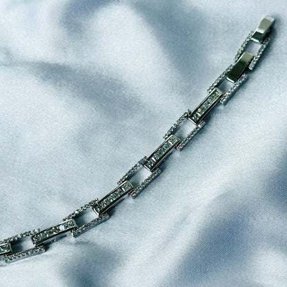 American Diamond Silver Plated Tennis Chain Bracelet
