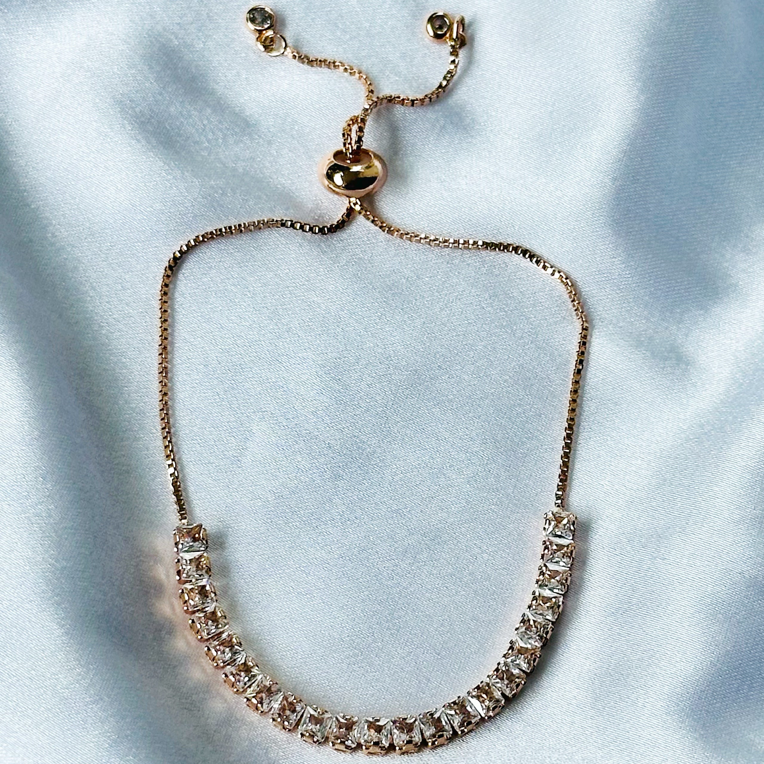 American Diamond Rose Gold Plated Tennis Chain Bracelet