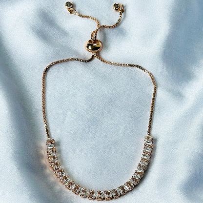 American Diamond Rose Gold Plated Tennis Chain Bracelet