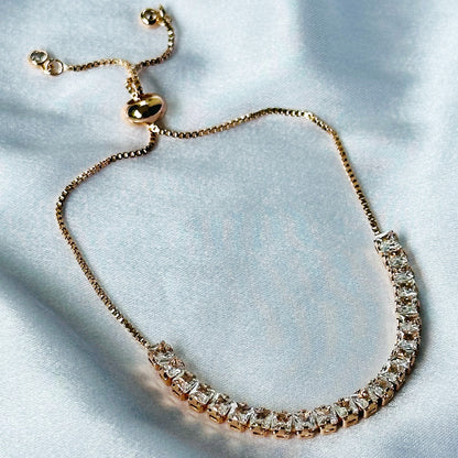 American Diamond Rose Gold Plated Tennis Chain Bracelet