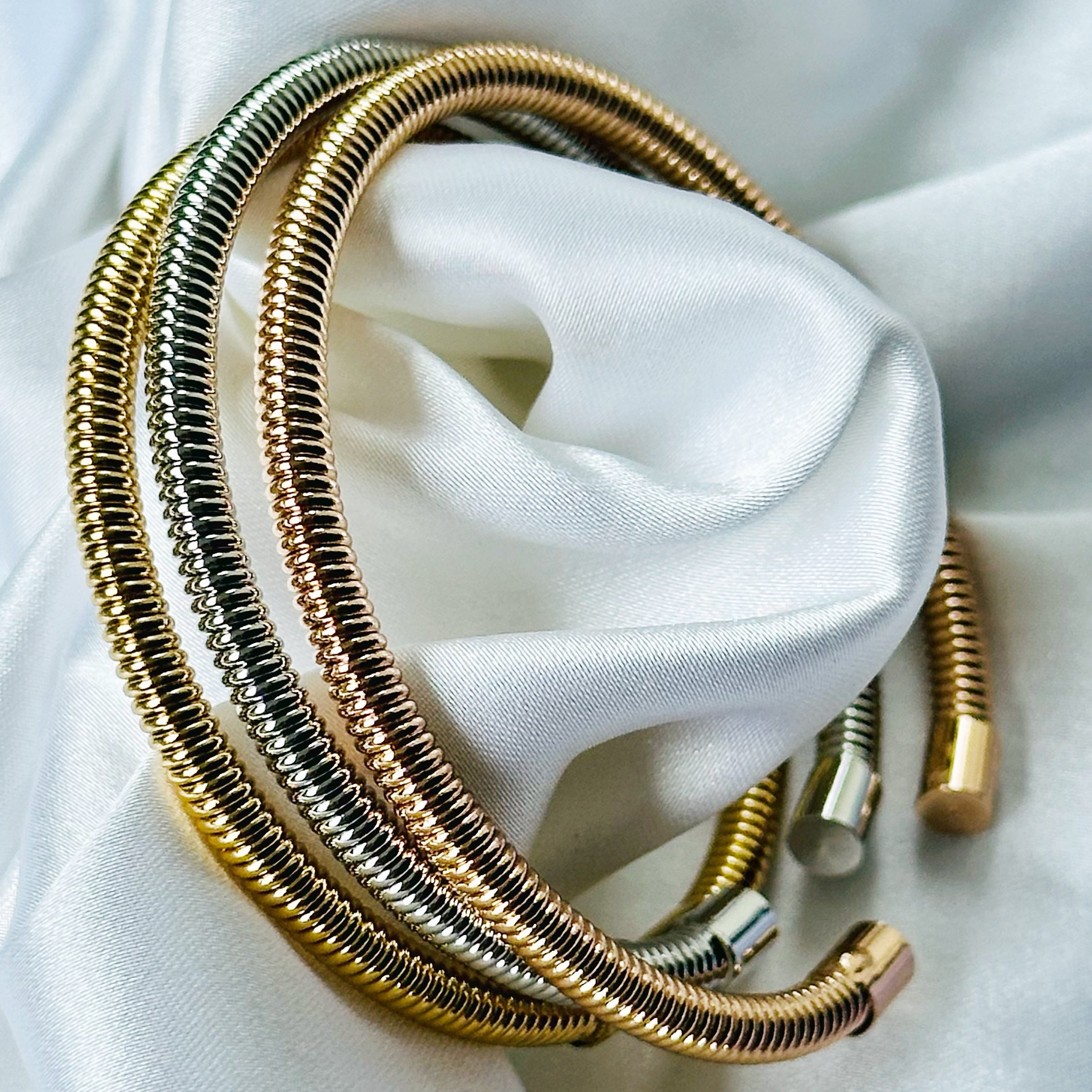 Gold/Silver/Rose Gold Plated Bangle Bracelet, Set of 3