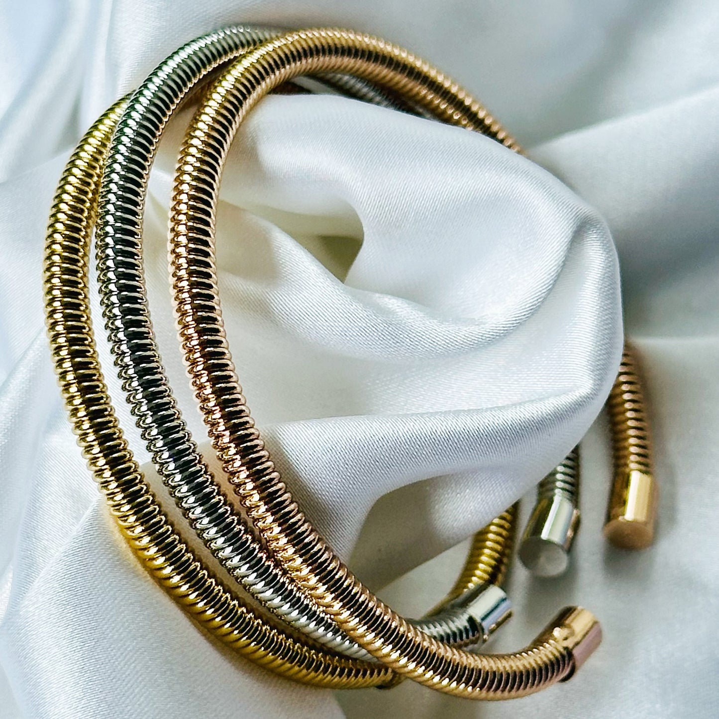 Gold/Silver/Rose Gold Plated Bangle Bracelet, Set of 3