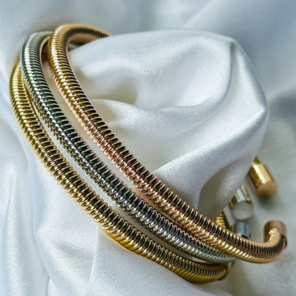 Gold/Silver/Rose Gold Plated Bangle Bracelet, Set of 3