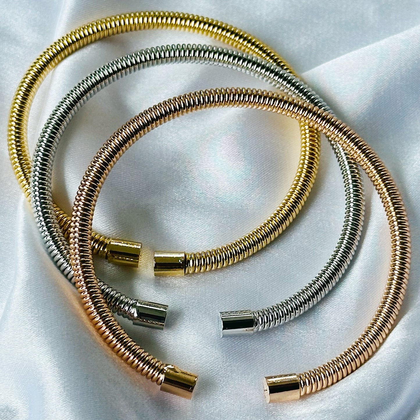 Gold/Silver/Rose Gold Plated Bangle Bracelet, Set of 3