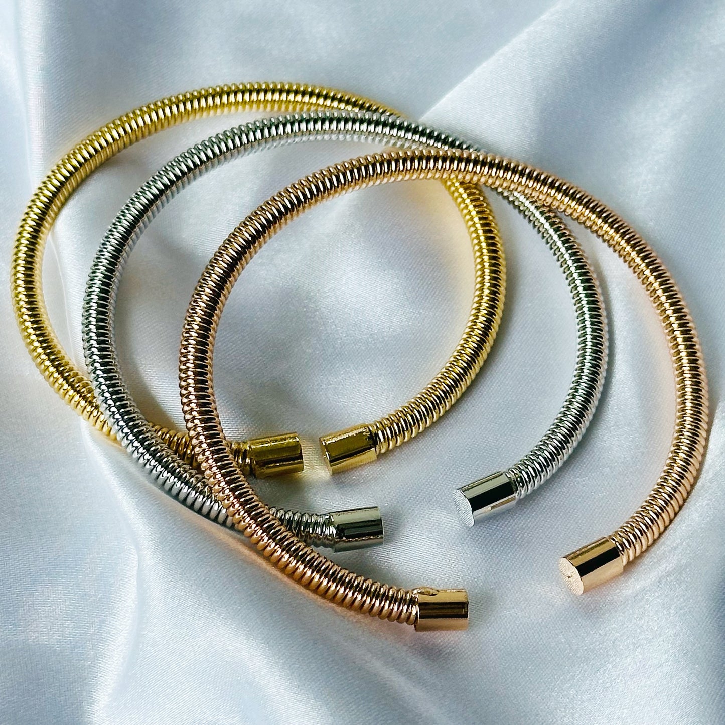 Gold/Silver/Rose Gold Plated Bangle Bracelet, Set of 3