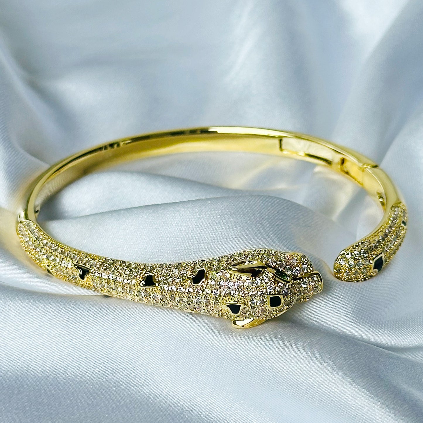 Jaguar Design American Diamond Gold Plated Bangle Bracelet