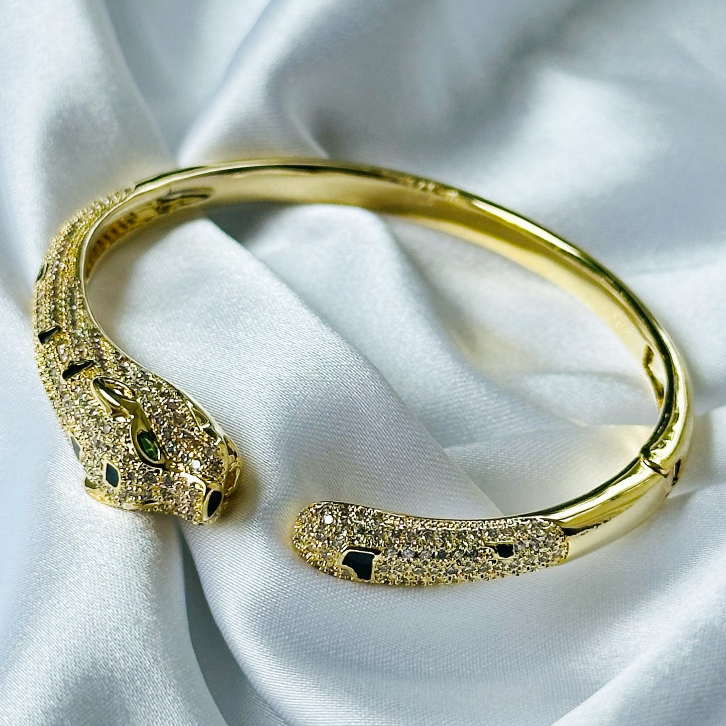 Jaguar Design American Diamond Gold Plated Bangle Bracelet