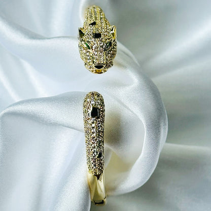 Jaguar Design American Diamond Gold Plated Bangle Bracelet