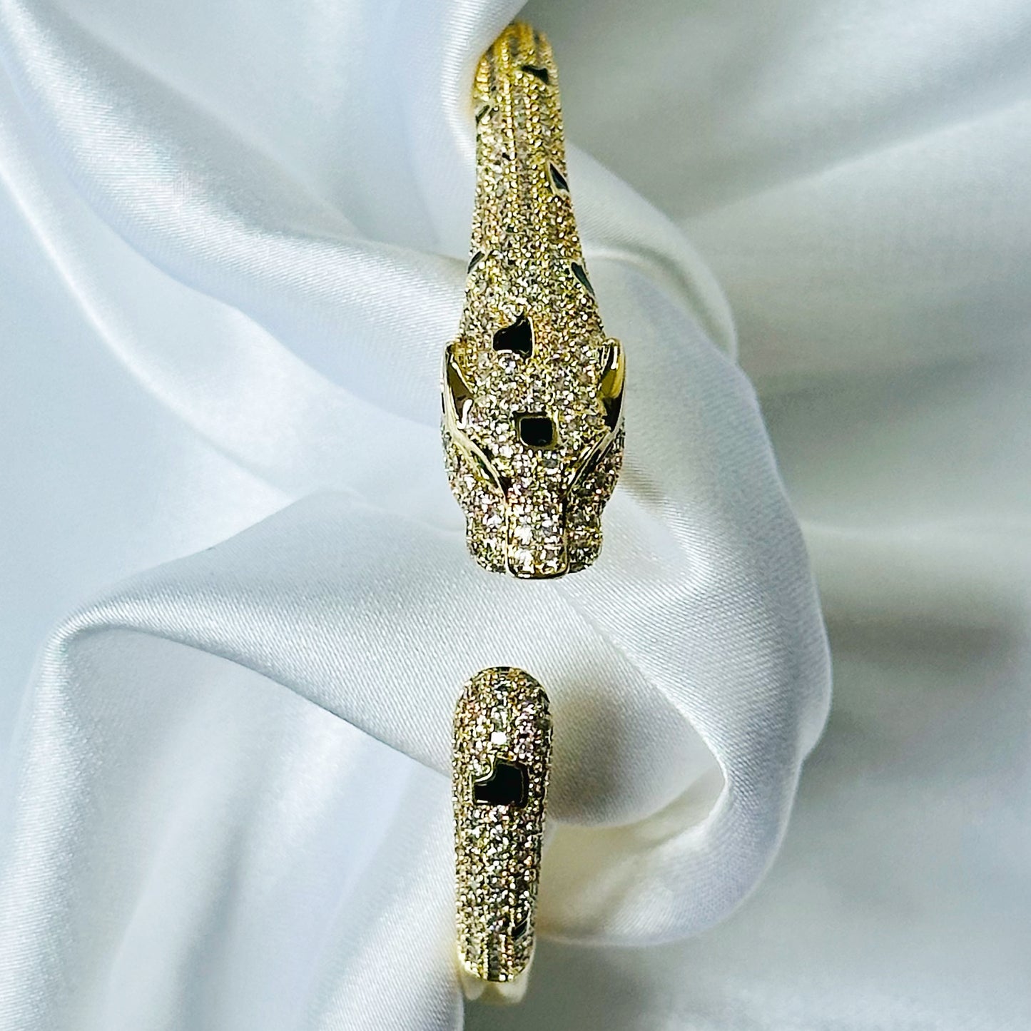 Jaguar Design American Diamond Gold Plated Bangle Bracelet