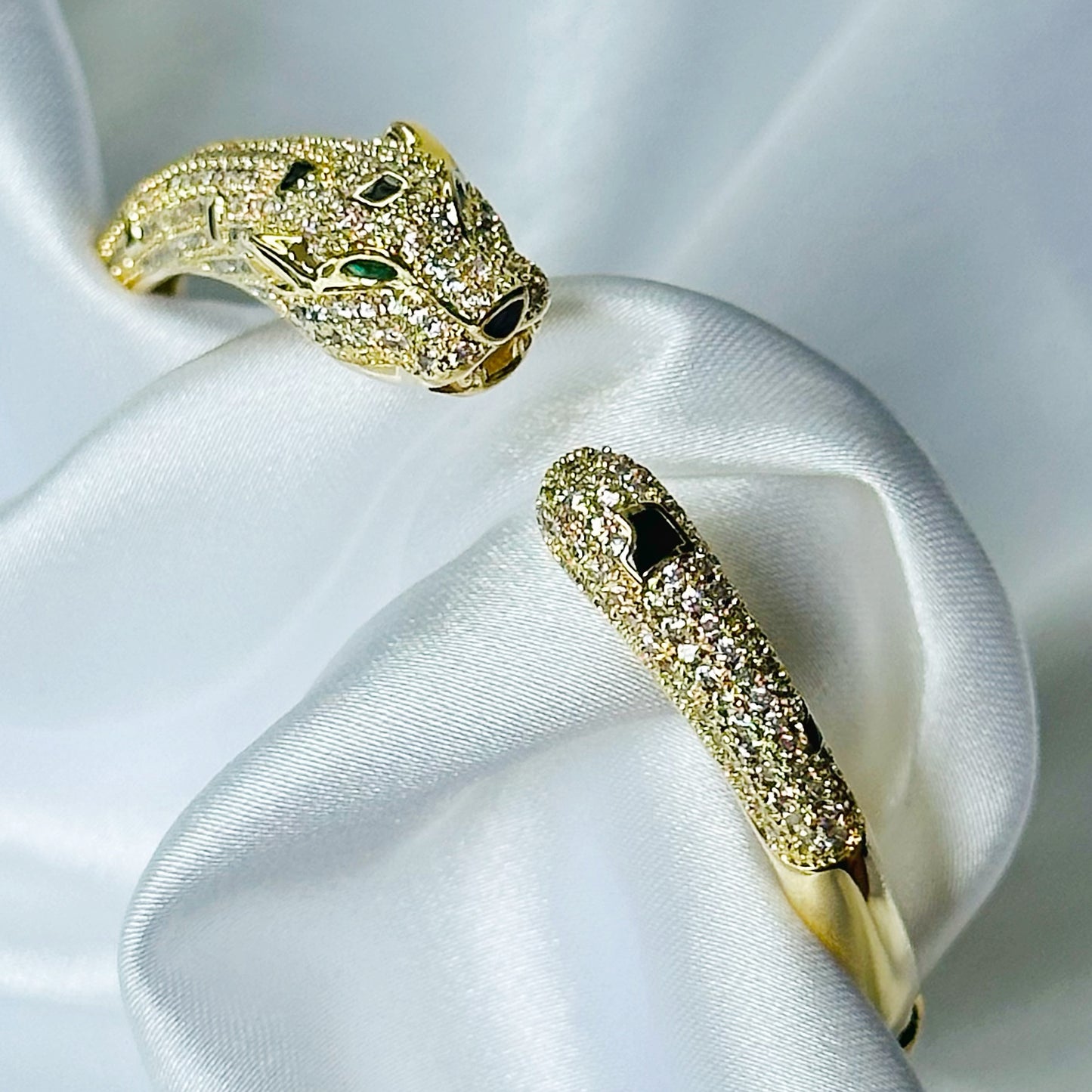 Jaguar Design American Diamond Gold Plated Bangle Bracelet