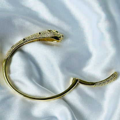Jaguar Design American Diamond Gold Plated Bangle Bracelet