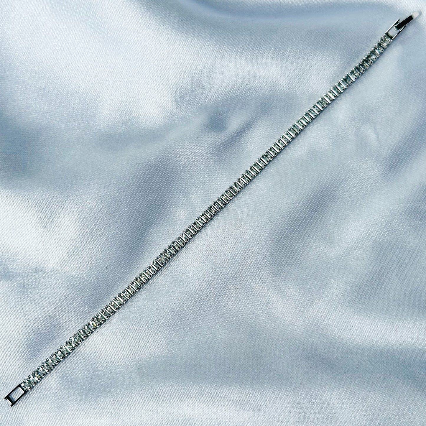 American Diamond Silver Plated Tennis Chain Bracelet