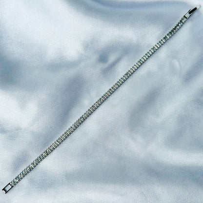 American Diamond Silver Plated Tennis Chain Bracelet
