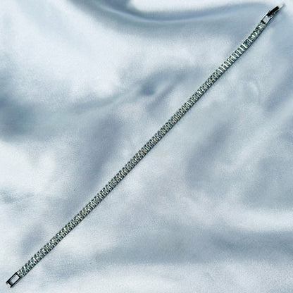 American Diamond Silver Plated Tennis Chain Bracelet