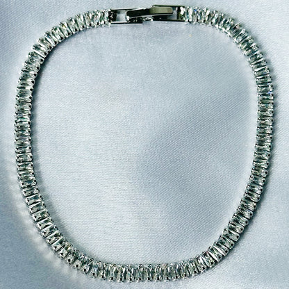 American Diamond Silver Plated Tennis Chain Bracelet
