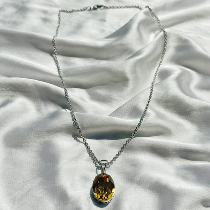Light Colorado Topaz Swarovski Crystal Silver Plated Pendant Set