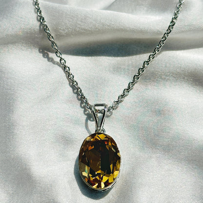Light Colorado Topaz Swarovski Crystal Silver Plated Pendant Set