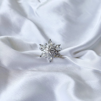Solitaire Cubic Zirconia Ice Cut American Diamond Silver Plated Adjustable Ring