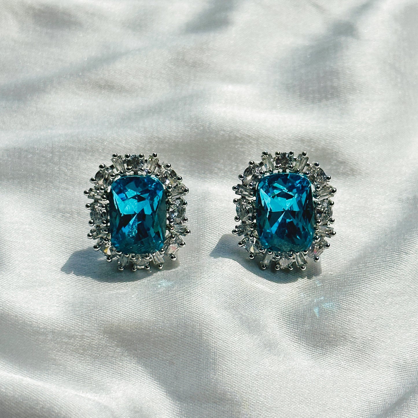 Indicolite Swarovski Crystal Silver Plated Pendant Set