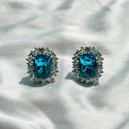 Indicolite Swarovski Crystal Silver Plated Pendant Set