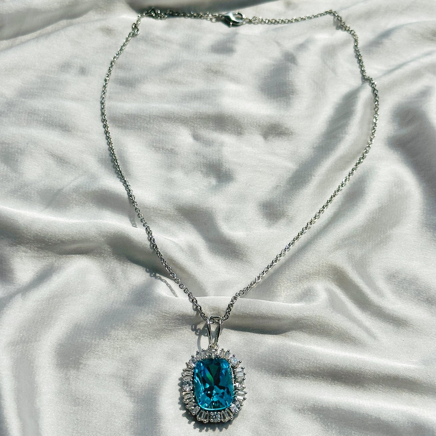 Indicolite Swarovski Crystal Silver Plated Pendant Set