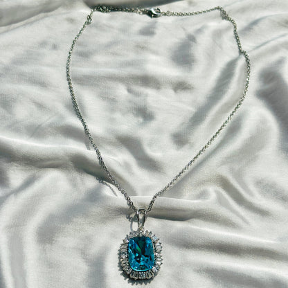 Indicolite Swarovski Crystal Silver Plated Pendant Set