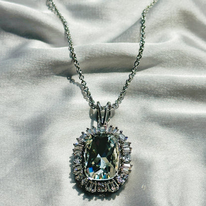 White Crystal Swarovski Crystal Silver Plated Pendant Set