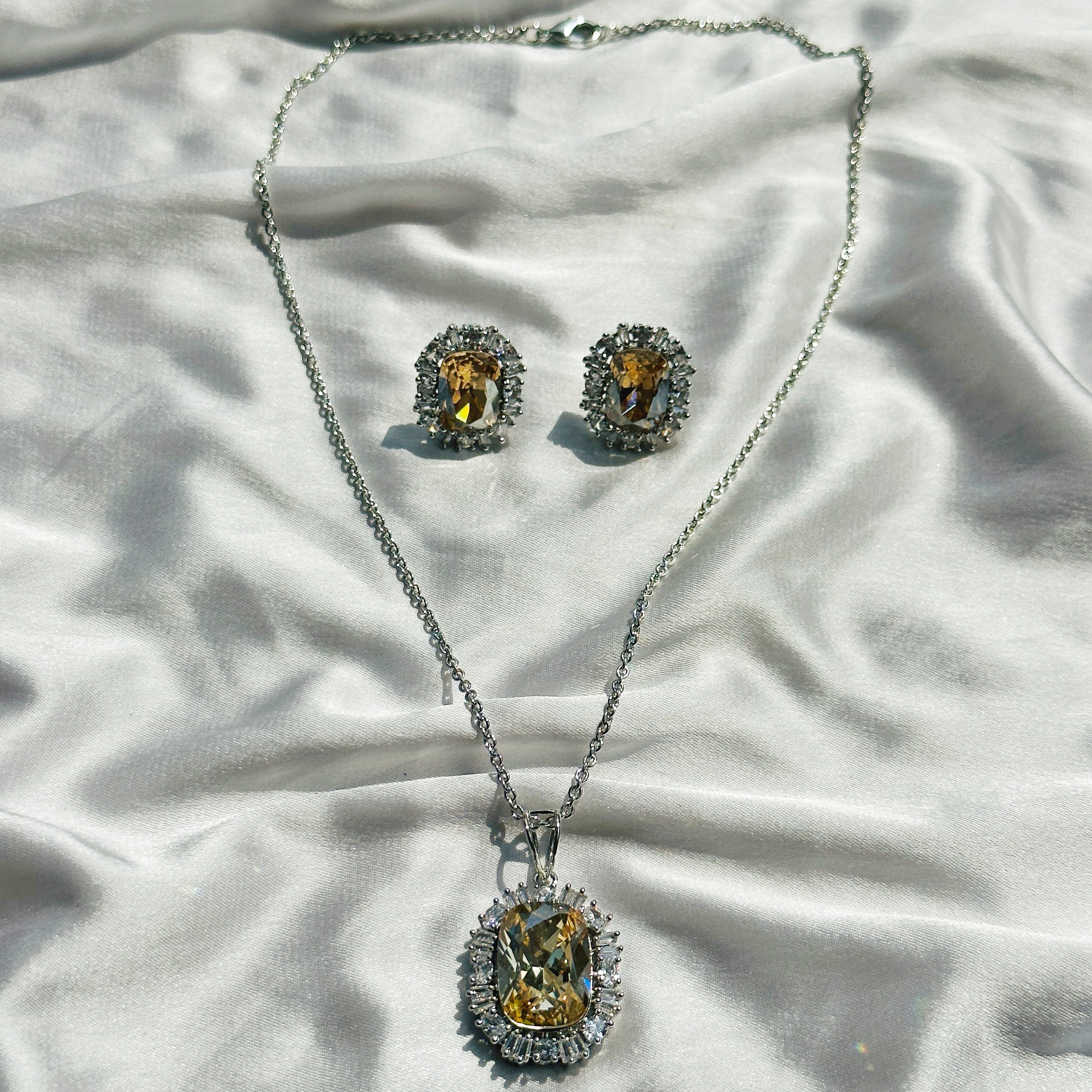 Jonquil Swarovski Crystal Silver Plated Pendant Set