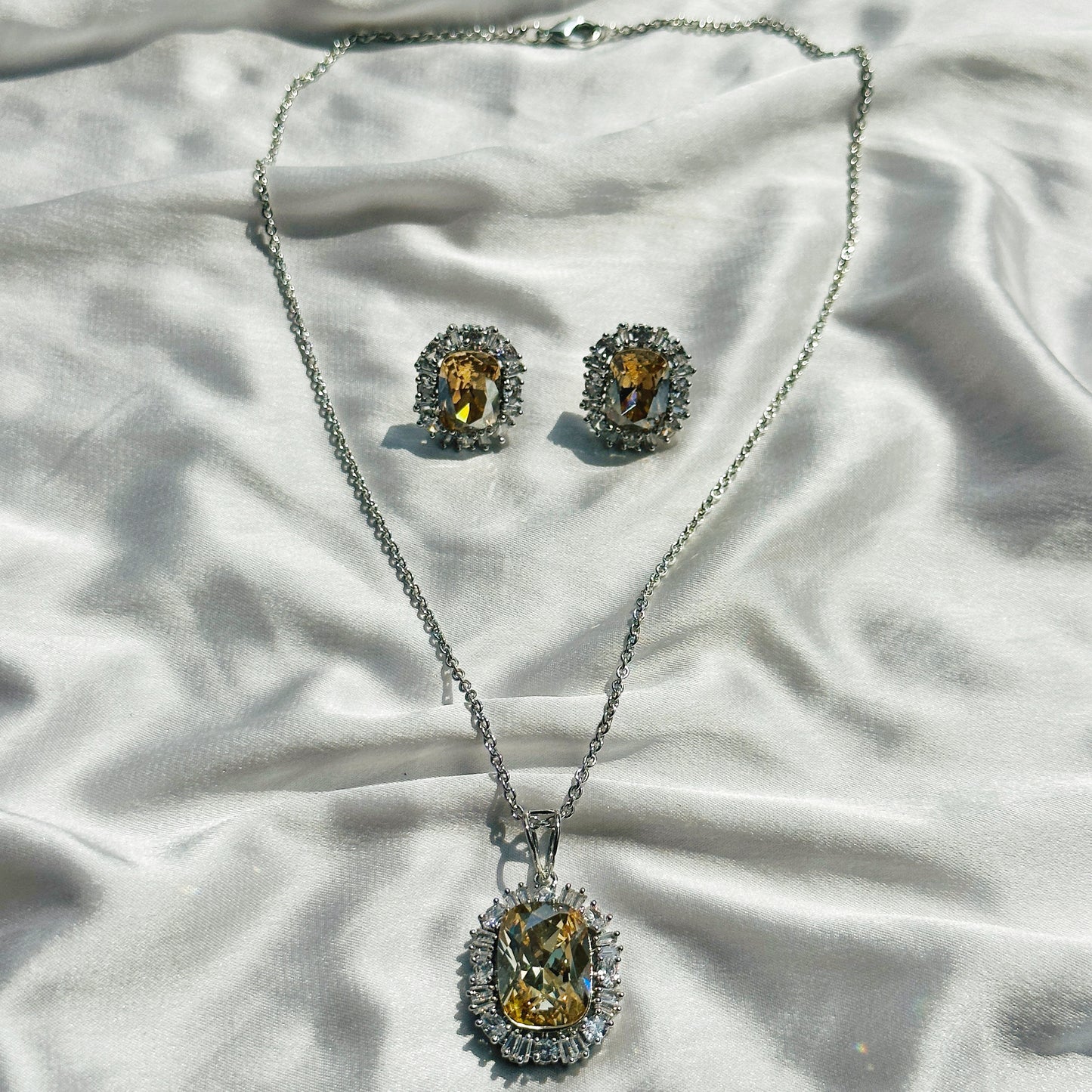 Jonquil Swarovski Crystal Silver Plated Pendant Set