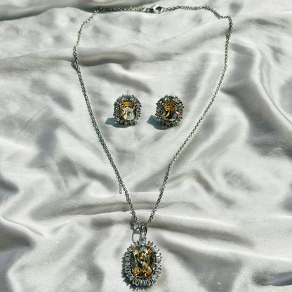 Jonquil Swarovski Crystal Silver Plated Pendant Set