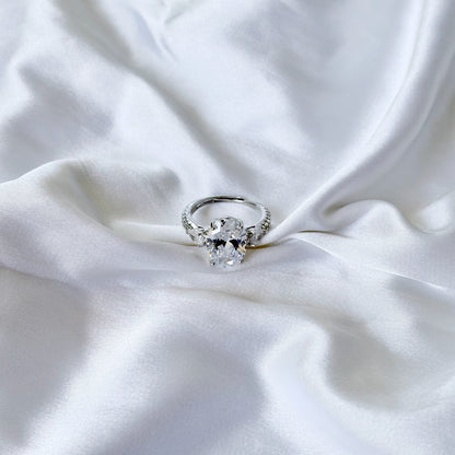 Solitaire Cubic Zirconia Ice Cut American Diamond Silver Plated Adjustable Ring