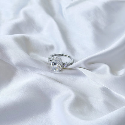 Solitaire Cubic Zirconia Ice Cut American Diamond Silver Plated Adjustable Ring