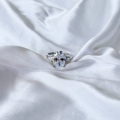Solitaire Cubic Zirconia Ice Cut American Diamond Silver Plated Adjustable Ring