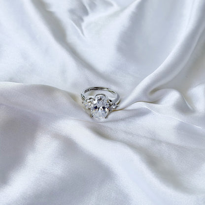 Solitaire Cubic Zirconia Ice Cut American Diamond Silver Plated Adjustable Ring
