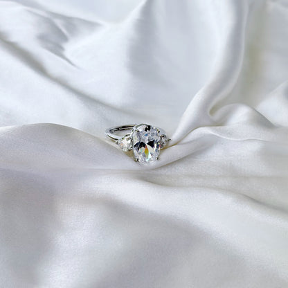 Solitaire Cubic Zirconia Ice Cut American Diamond Silver Plated Adjustable Ring