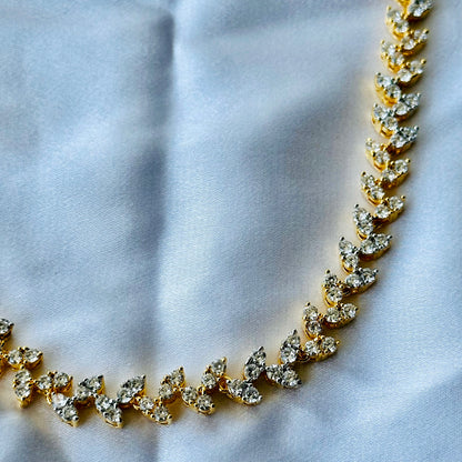 Solitaire Cubic Zircon American Diamond Gold Plated Necklace Set
