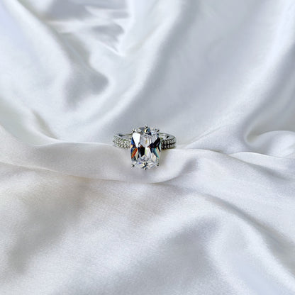 Solitaire Cubic Zirconia Ice Cut American Diamond Silver Plated Adjustable Ring