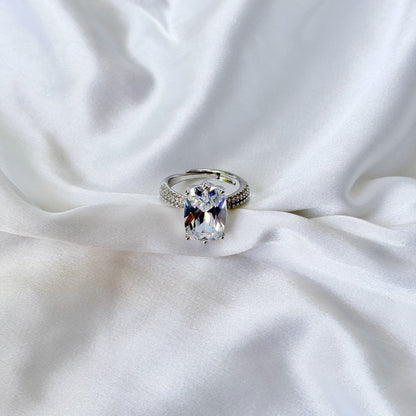 Solitaire Cubic Zirconia Ice Cut American Diamond Silver Plated Adjustable Ring