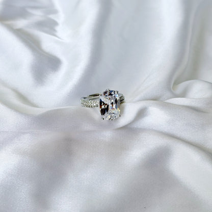 Solitaire Cubic Zirconia Ice Cut American Diamond Silver Plated Adjustable Ring
