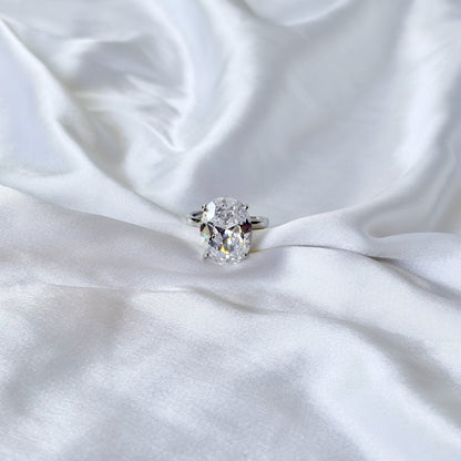 Solitaire Cubic Zirconia Ice Cut American Diamond Silver Plated Adjustable Ring