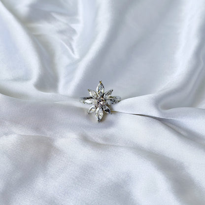 Solitaire Cubic Zirconia Ice Cut American Diamond Silver Plated Adjustable Ring