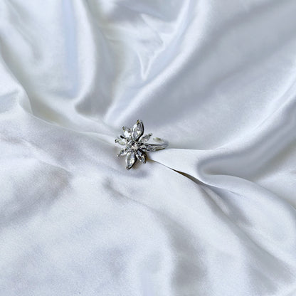 Solitaire Cubic Zirconia Ice Cut American Diamond Silver Plated Adjustable Ring