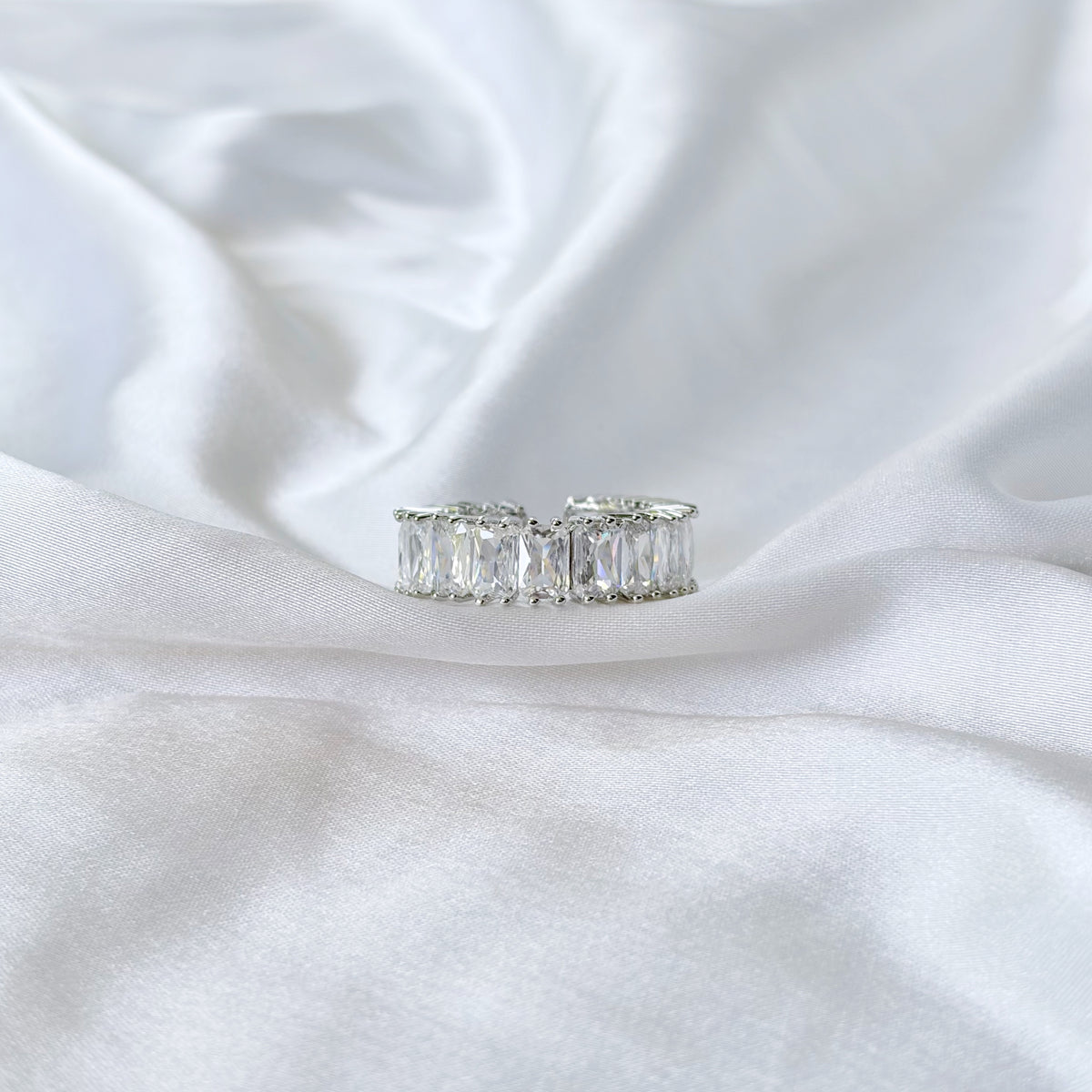 Solitaire Cubic Zirconia Ice Cut American Diamond Silver Plated Adjustable Ring