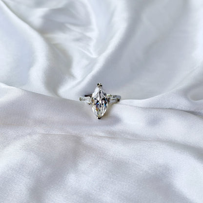 Solitaire Cubic Zirconia Ice Cut American Diamond Silver Plated Adjustable Ring