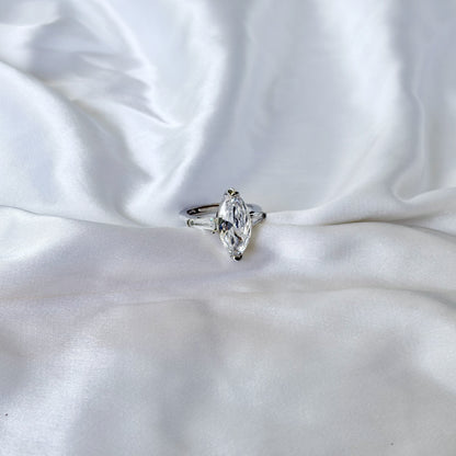 Solitaire Cubic Zirconia Ice Cut American Diamond Silver Plated Adjustable Ring